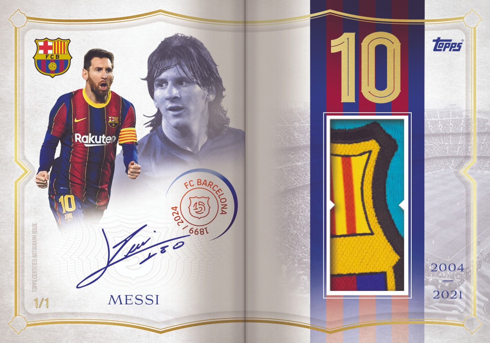 Futbol player card with signature and team logo